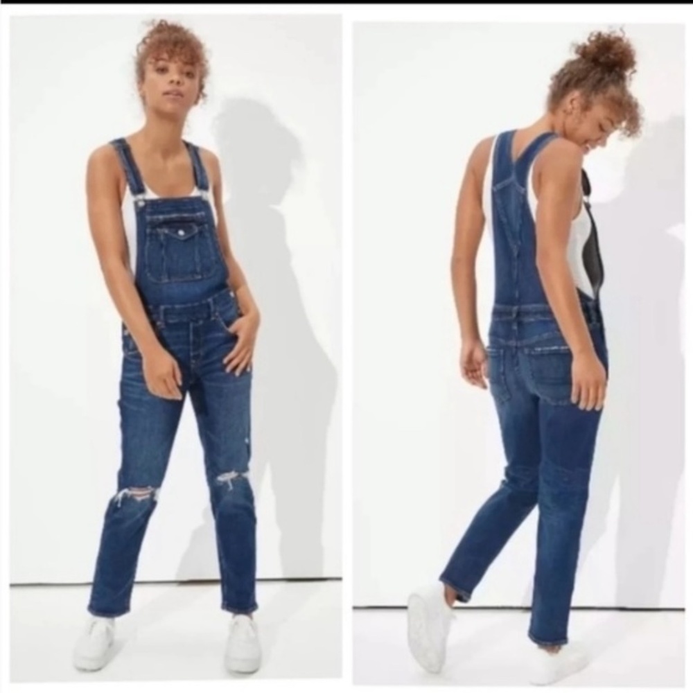 American Eagle Denim Overalls Ripped Distressed SZ XS